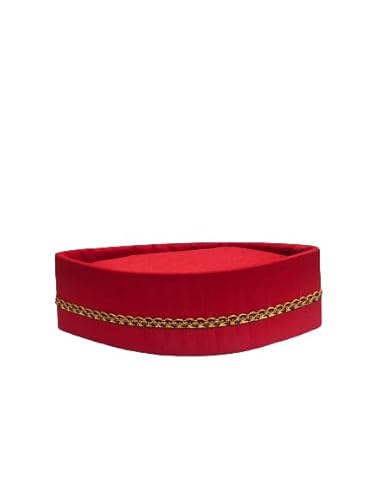 Traditional Handstitch Ready to Wear Topi/Cap/Turban for Special Diwali Pooja, Wedding and Traditional Function Use It Pack of 2 (Red and Off White Dupion Topi, Free Size)