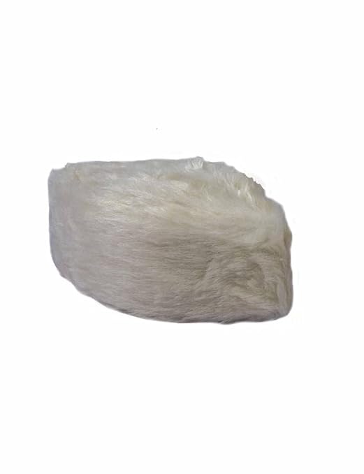 Traditional White Fur Gandhi Topi Cap, Soft Plush Material, Religious Prayer Ceremonial Wear
