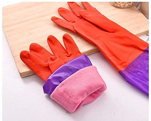 Rubber Hand Dish Washing Gloves Reusable with Kitchen Cleaning Waterproof Gloves for Women's & Men's (Large Free Size, Multicolor