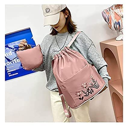 "Travel Folding bag for Girls Women Trendy Waterproof Stylish Backpack Lightweight Polyester Drawstring Bag for Any Occasion Waterproof Drawstring bag Girls and Womens