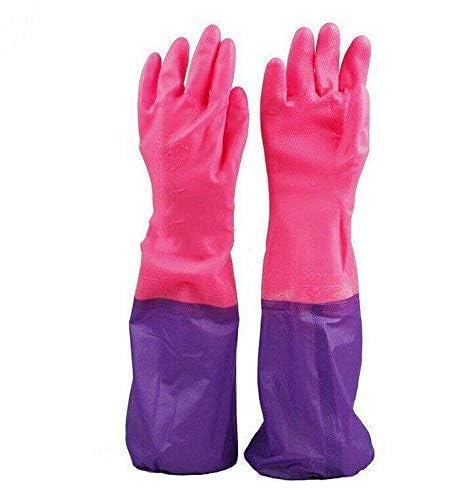 Rubber Hand Dish Washing Gloves Reusable with Kitchen Cleaning Waterproof Gloves for Women's & Men's (Large Free Size, Multicolor