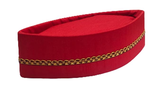 Traditional Handstitch Ready to Wear Topi/Cap/Turban for Special Diwali Pooja, Wedding and Traditional Function Use It Pack of 2 (Red and Off White Dupion Topi, Free Size)