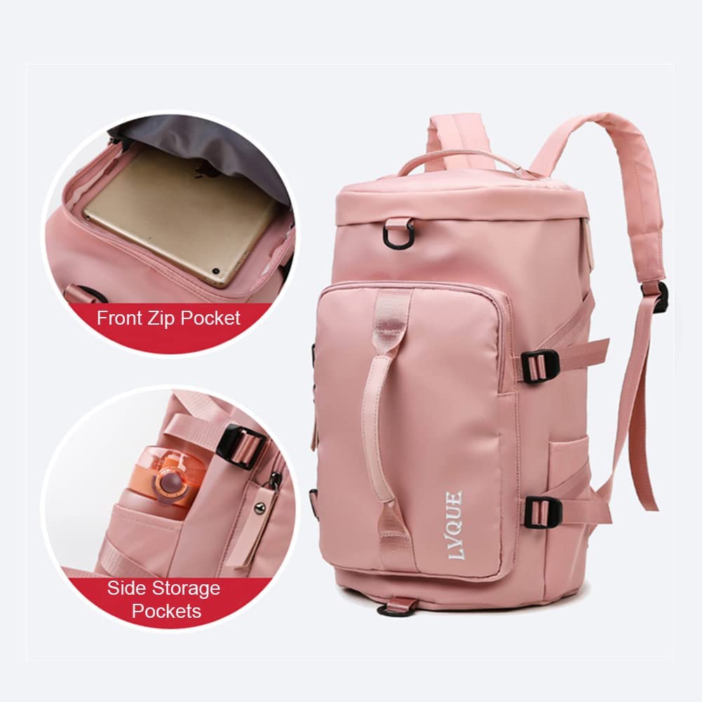 Gym Bag Sports Travel Duffel Bags with Shoe Compartment & Dry Wet Separated Storage Pocket, Waterproof Fitness Workout Tote Yoga Handbag for Men and Women (Pink)