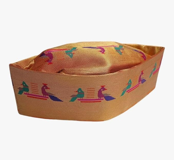 Traditional Resham Khan Topi Cap | Ethnic Turban Style Headwear for Diwali Pooja, Wedding & Traditional Functions for Men