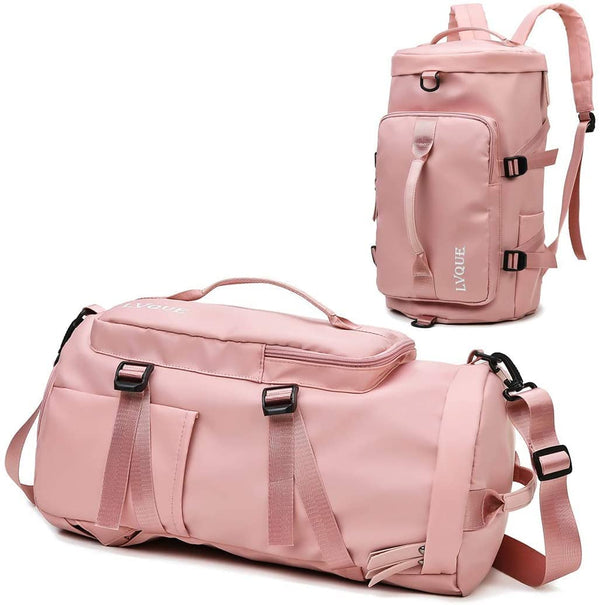 Gym Bag Sports Travel Duffel Bags with Shoe Compartment & Dry Wet Separated Storage Pocket, Waterproof Fitness Workout Tote Yoga Handbag for Men and Women (Pink)