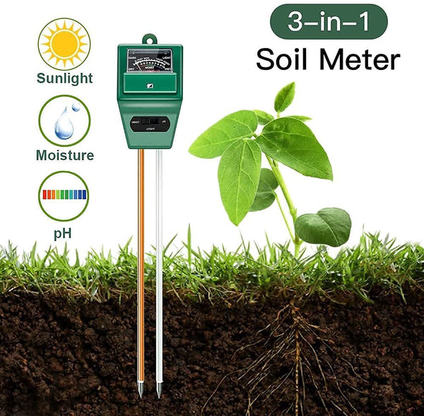 3 in 1 Soil Tester Sunlight Moisture PH Garden Solar Soil Tester Meter with Light pH Acidity Sensor Prob for Gardening Plants Farming