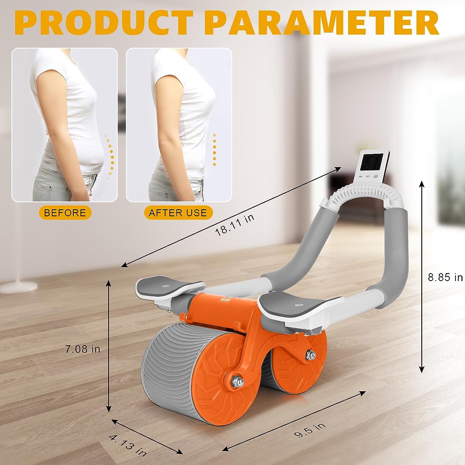 New Ab roller Wheel, Automatic Rebound 2 In 1 For Abs Workout, Abdominal FitnessWheel for men women, Dynamic Core Trainer Plank Exercise Wheels with timer For Home Gym Fitness