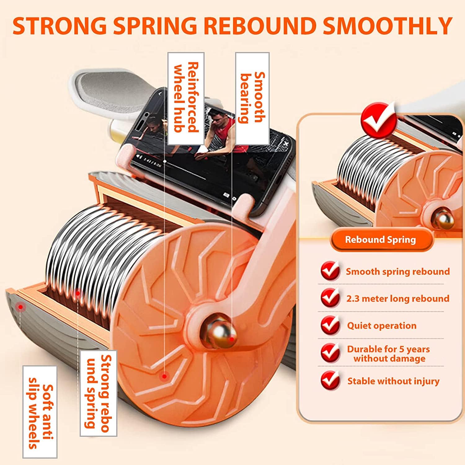 New Ab roller Wheel, Automatic Rebound 2 In 1 For Abs Workout, Abdominal FitnessWheel for men women, Dynamic Core Trainer Plank Exercise Wheels with timer For Home Gym Fitness