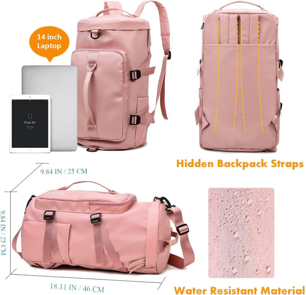 Large Capacity waterproof Gym Bag convertible Backpack with Separate Shoe Compartment, laptop pocket, and Multiple Pockets, for Gym, yoga, Swimming,and Personal Travel